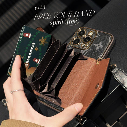 Fashion Crossbody iPhone Case with Card Slot, Trendy Phone Case with Removable Lanyard Strap