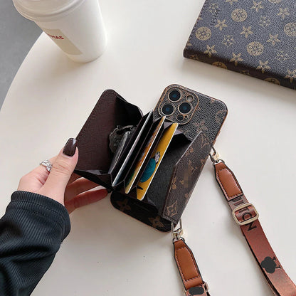 Fashion Crossbody iPhone Case with Card Slot, Trendy Phone Case with Removable Lanyard Strap