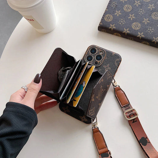 Fashion Crossbody iPhone Case with Card Slot, Trendy Phone Case with Removable Lanyard Strap
